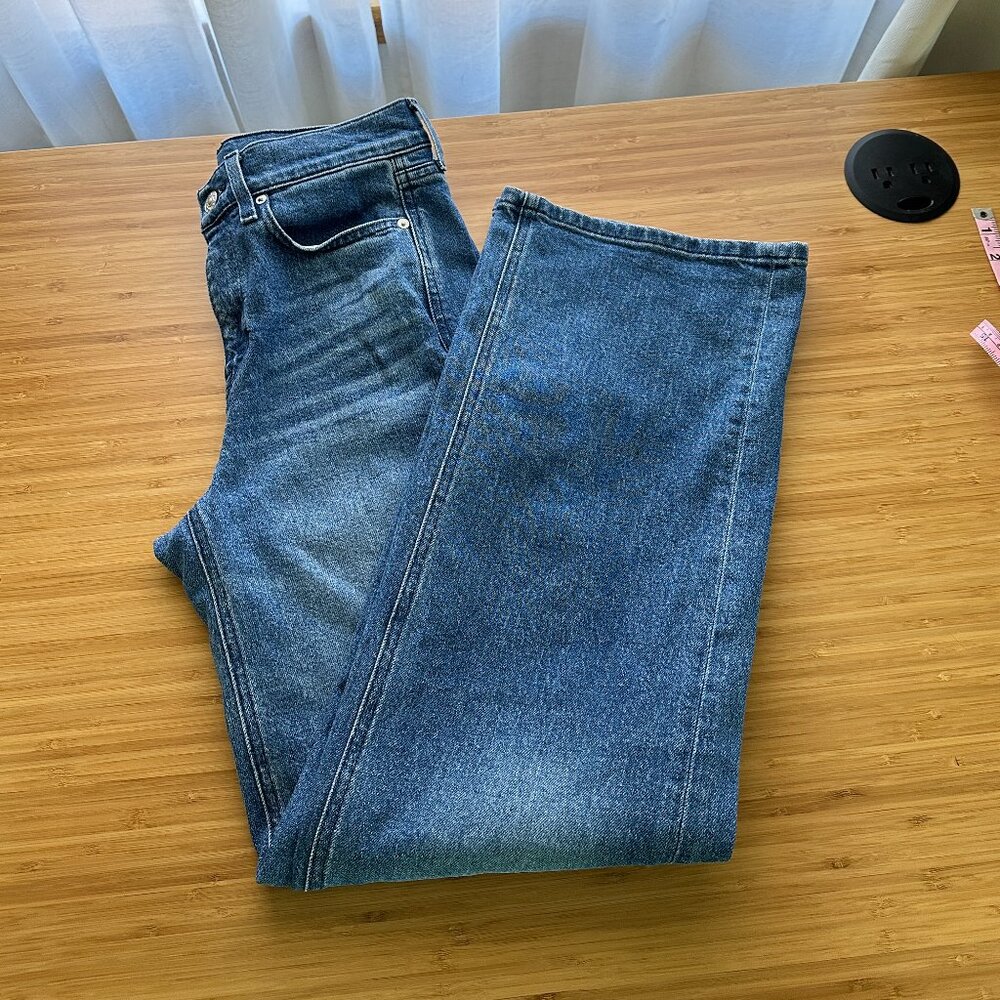 AYR Wide Leg Flare Jeans in Blue Denim - Picture 2 of 12
